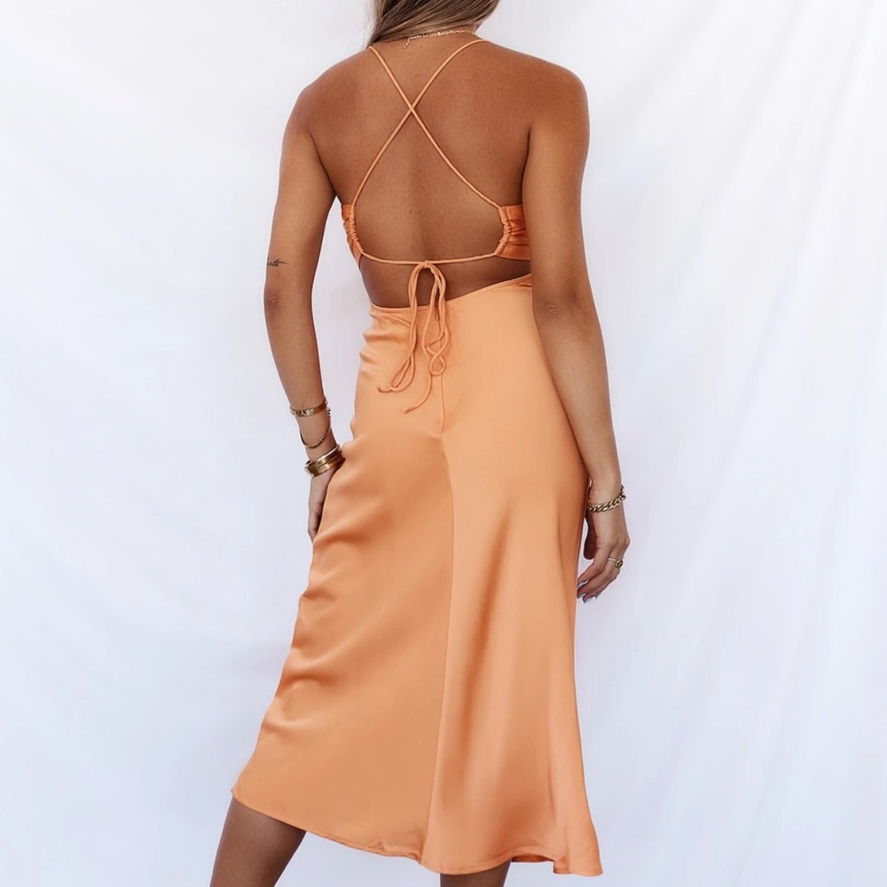 Hello Molly - MIDI DRESS ORANGE size S - Picture 4 of 6